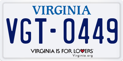 VA license plate VGT0449