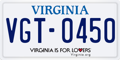 VA license plate VGT0450