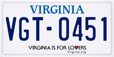 VA license plate VGT0451