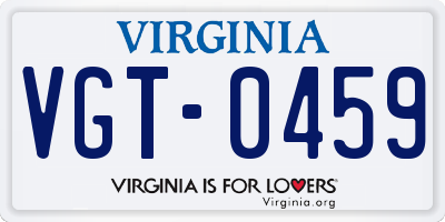 VA license plate VGT0459
