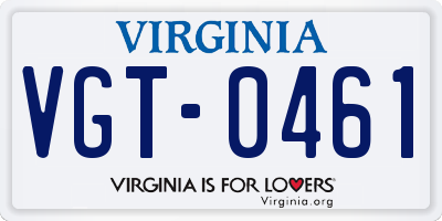 VA license plate VGT0461