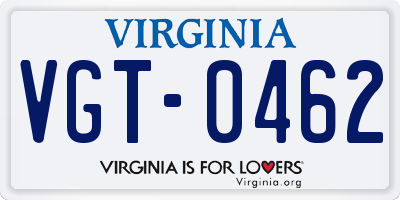 VA license plate VGT0462