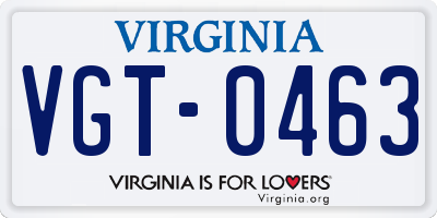 VA license plate VGT0463