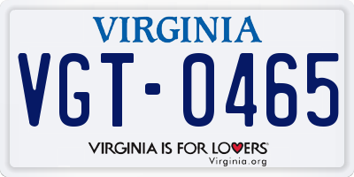 VA license plate VGT0465