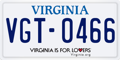VA license plate VGT0466