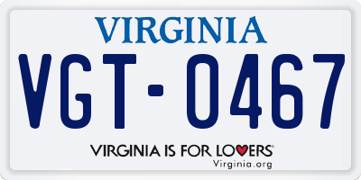 VA license plate VGT0467