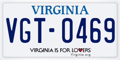VA license plate VGT0469