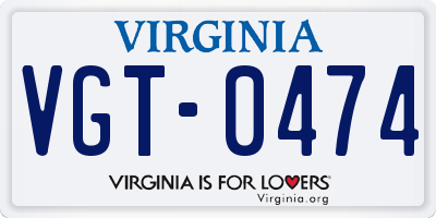 VA license plate VGT0474