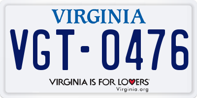 VA license plate VGT0476