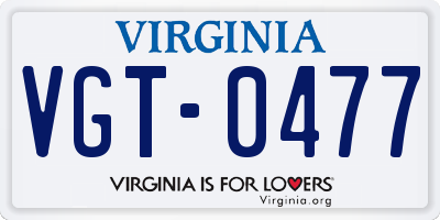 VA license plate VGT0477