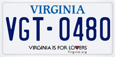 VA license plate VGT0480