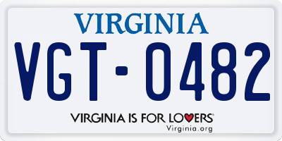 VA license plate VGT0482