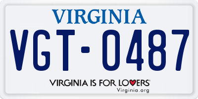 VA license plate VGT0487
