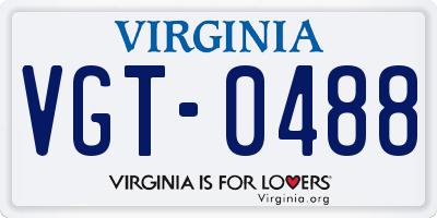 VA license plate VGT0488