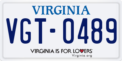 VA license plate VGT0489