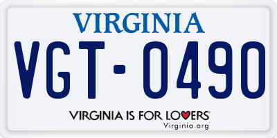 VA license plate VGT0490