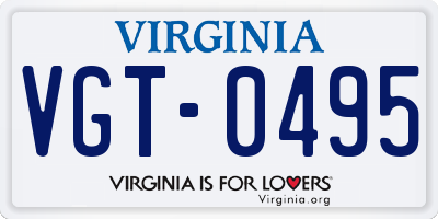 VA license plate VGT0495