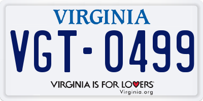 VA license plate VGT0499