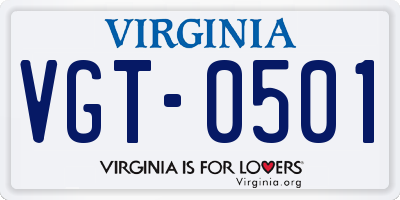 VA license plate VGT0501