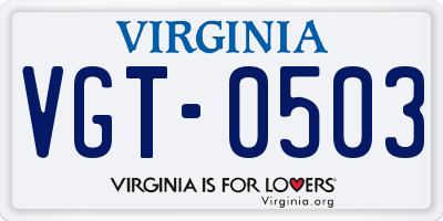 VA license plate VGT0503