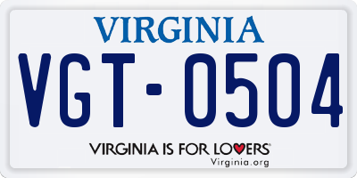VA license plate VGT0504