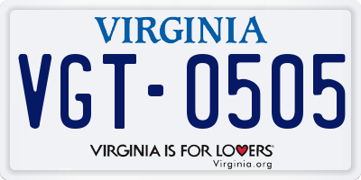 VA license plate VGT0505