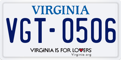 VA license plate VGT0506