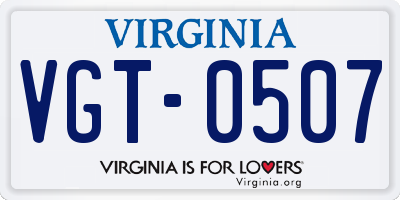 VA license plate VGT0507