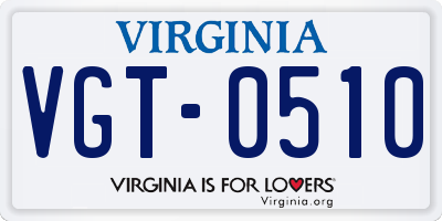 VA license plate VGT0510
