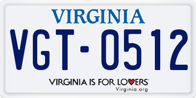 VA license plate VGT0512