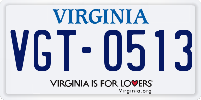 VA license plate VGT0513