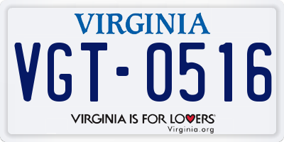 VA license plate VGT0516