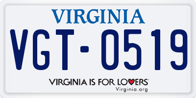 VA license plate VGT0519