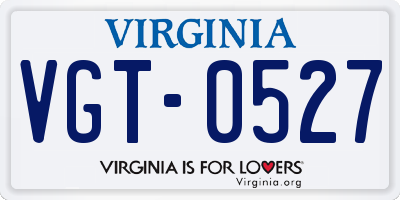 VA license plate VGT0527