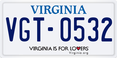 VA license plate VGT0532