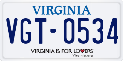 VA license plate VGT0534