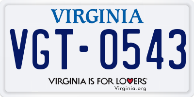 VA license plate VGT0543