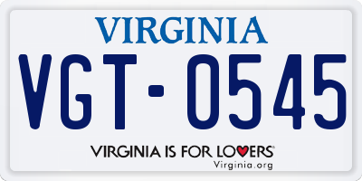 VA license plate VGT0545