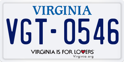 VA license plate VGT0546