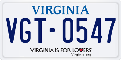 VA license plate VGT0547