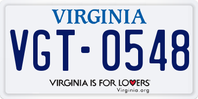 VA license plate VGT0548