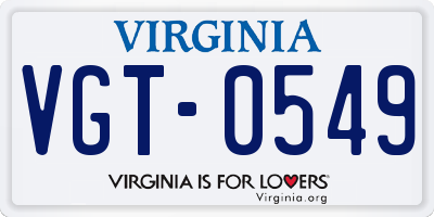 VA license plate VGT0549