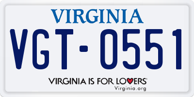 VA license plate VGT0551