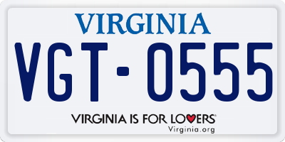 VA license plate VGT0555