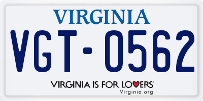VA license plate VGT0562