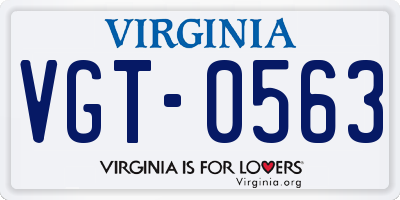 VA license plate VGT0563