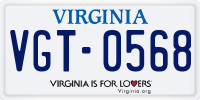 VA license plate VGT0568
