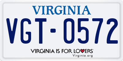 VA license plate VGT0572