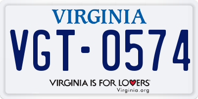 VA license plate VGT0574