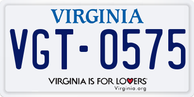 VA license plate VGT0575